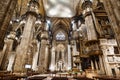 Altar and organ in the Duomo Cathedral. Italy, Milan. Side view Royalty Free Stock Photo