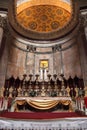 Altar of the Pantheon. Details and the interior of the ancient R