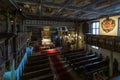 Klepsk, Poland - May 7, 2019: The altar and sanctuary from the organ gallery of the Evangelical Church of the Blessed Virgin Mary