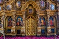 Wooden baroque iconostation inside old orthodox cathedral Royalty Free Stock Photo