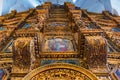 Wooden baroque iconostation inside old orthodox cathedral Royalty Free Stock Photo