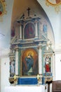 Altar of St. Mary in the church of Our Lady of the Snows in Volavje, Croatia Royalty Free Stock Photo