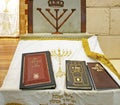 Altar in the synagogue. Royalty Free Stock Photo