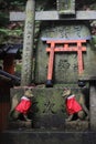 Altar with two guardian foxes at Fushimi Inari Taisha, Kyoto, Japan