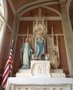 Altar with Virgin Mary and Jesus Statues in Saint John the Baptist Czech German Catholic Church in Ammannsville, Texas Royalty Free Stock Photo