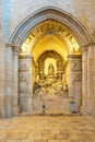 altarpiece of the death of Saint Bernard, polychrome terracotta. Interior of the Batalha-Portugal monastery.