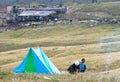 Altay woman with her son