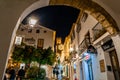 Night view of narrow streets in the typical Mediterranean village of Altea, Spain