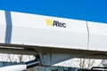 Altec logo is seen on the aerial unit. Altec is a leading equipment and service provider for electric utility, telecommunications