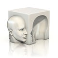 Alter ego, psychology, abstract human head 3d concept