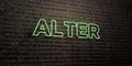 ALTER -Realistic Neon Sign on Brick Wall background - 3D rendered royalty free stock image