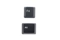 Alternate Alt and F4 computer key button isolated on white background with clipping path.