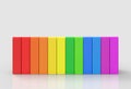 3d rendering. alternate rainbow colorful lgbt vertical bars on gray background