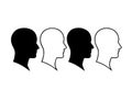 Alternating filled and outlined human head profiles in simple minimalist style Royalty Free Stock Photo