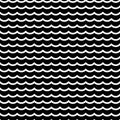 Alternating pattern of wavy white lines on a black background. Royalty Free Stock Photo