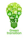 Alternative clean energy. Transition to environmentally friendly world concept. Ecology infographic. Green power production. Royalty Free Stock Photo