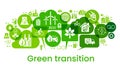 Alternative clean energy. Transition to environmentally friendly world concept. Ecology infographic. Green power production. Royalty Free Stock Photo