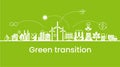 Alternative clean energy. Transition to environmentally friendly world concept. Ecology infographic. Green power production.