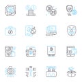 Alternative currency linear icons set. Cryptocurrency, Blockchain, Decentralized, Digital, Virtual, Peer-to-peer, Token