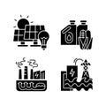 Alternative energy black glyph icons set on white space Royalty Free Stock Photo