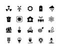 Alternative energy black icons. Renewable eco nature green water wind solar energy saving power plant factory. Clean Royalty Free Stock Photo