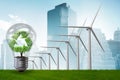 The alternative energy concept with windmills - 3d rendering Royalty Free Stock Photo