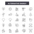 Alternative energy line icons, signs, vector set, outline illustration concept Royalty Free Stock Photo
