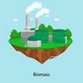 Alternative energy power industry, biomass power station factory electricity on a green grass ecology concept Royalty Free Stock Photo