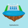 Alternative energy power industry, hydroelectric power station factory electricity on water ecology concept, technology Royalty Free Stock Photo