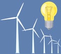 Alternative energy source for production of eco friendly electricity. Wind turbines to produce power Royalty Free Stock Photo