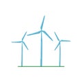 Alternative energy source, wind turbines on a white background. Flat style icon