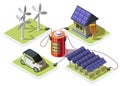 Alternative energy sources are charging car, house, battery