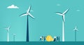 Alternative energy supply. Collection of illustration with little business people Royalty Free Stock Photo