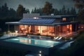 design modern house architecture home eco panel solar energy power. Generative AI.