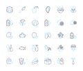 Alternative fuels linear icons set. Biofuels, Ethanol, Biodiesel, Hydrogen, Methanol, Propane, Biogas line vector and