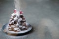 Alternative gingerbread Christmas tree snowfall snow sugar powder