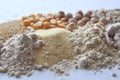 Alternative gluten-free flour, grains and legumes - teff, amaranth, corn, chickpeas, sorghum, green peas, quinoa, rice, coc