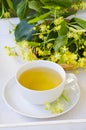Alternative Medicine. Herbal Therapy. Lime blossom tea Royalty Free Stock Photo