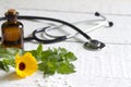 Alternative medicine herbs and stethoscope Royalty Free Stock Photo