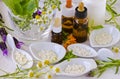 Alternative Medicine. Homeopathy. Homeopathic globules and essen Royalty Free Stock Photo