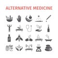 Alternative Medicine icons set. Naturopathy sign. Vector illustration.