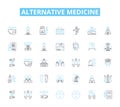 Alternative medicine linear icons set. Acupuncture, Aromatherapy, Ayurveda, Biofeedback, Chakra, Chiropractic