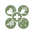 Alternative medicine logo, sign, icon. Chinese medicine. wellness, yoga, zen concept. Flat style. Holistic center, naturopathic,