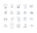 Alternative medicine line icons collection. Acupuncture, Ayurveda, Biofeedback, Chiropractic, Detoxification, Energy