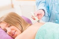 Alternative medicine therapist doing moxa treatment Royalty Free Stock Photo