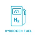 Hydrogen car station line icon. Hydrogen fuel filling station. H2 gas pump. Royalty Free Stock Photo