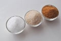 Alternative sweeteners and sugar substitutes - coconut bud sugar, xylitol, cane sugar, maple syrup