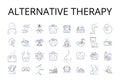 Alternative therapy line icons collection. Contemporary medicine, Novel approach, Unconventional medicine, Innovative