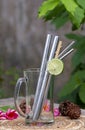 An alternative to reducing plastic straws. The concept of reducing non-degradable plastic waste