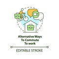 Alternative ways to commute to work concept icon